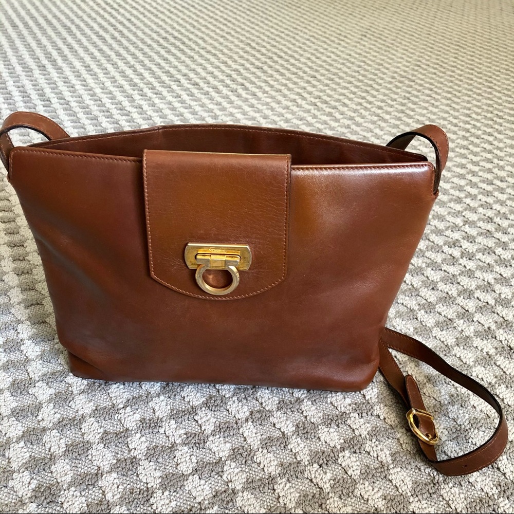 Brown Leather Ferragamo Crossbody Bag